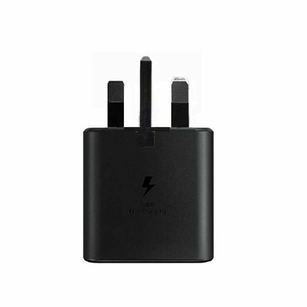 Genuine Samsung Charger 25W Super Fast UK Main Plug And USB-C Cable - Black