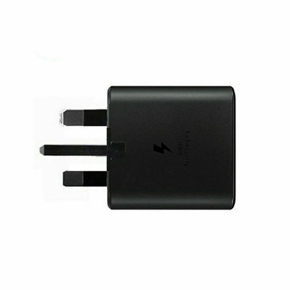 Genuine Samsung Charger 25W Super Fast UK Main Plug And USB-C Cable - Black