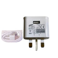 Genuine Samsung 1 Amp USB Charging Plug Adaptor ETA0U83UWE Plug + Cable - White