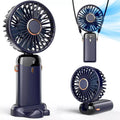 UK Portable Hand-held Fan Mini Folding Desk Fan Cooler USB Rechargeable - Blue
