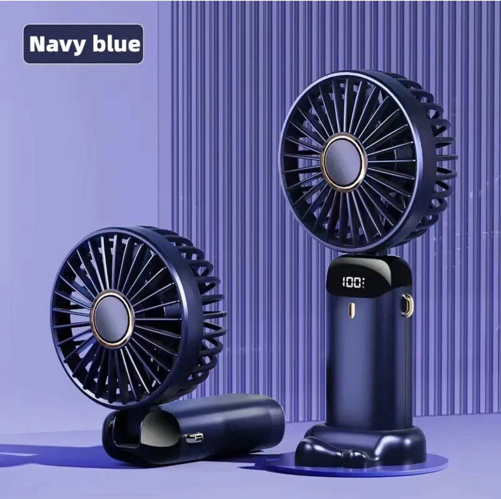 UK Portable Hand-held Fan Mini Folding Desk Fan Cooler USB Rechargeable - Blue