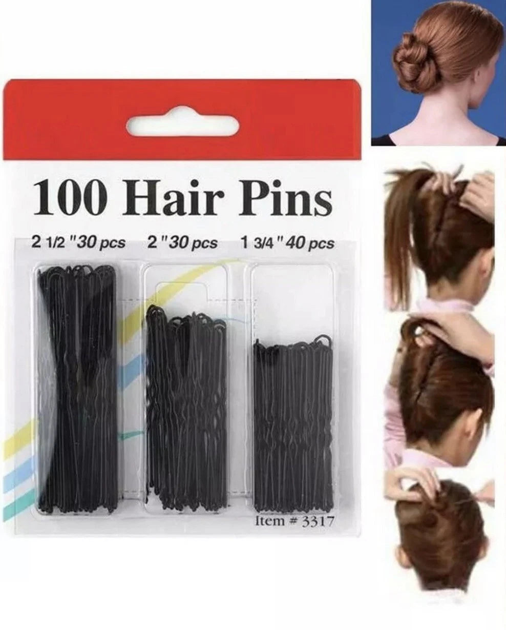 100 Bun Pins Pack Ladies Bob Kirby Hair Grips Fashion Styling Wavey Slides