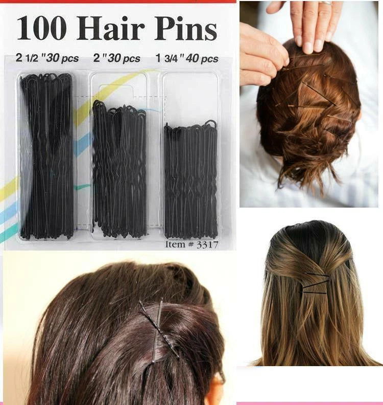 100 Bun Pins Pack Ladies Bob Kirby Hair Grips Fashion Styling Wavey Slides