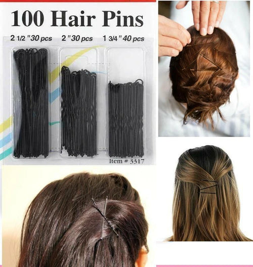 100 Bun Pins Pack Ladies Bob Kirby Hair Grips Fashion Styling Wavey Slides
